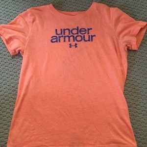 Orange under armour tee.